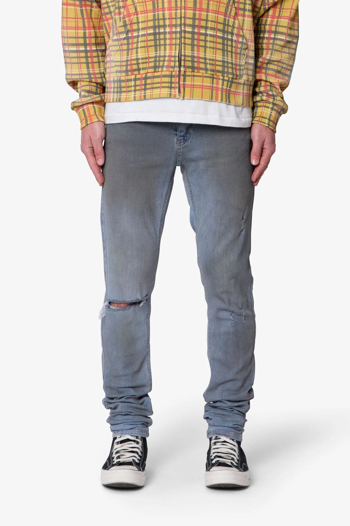 Oil Ruched Skinny Denim - Blue