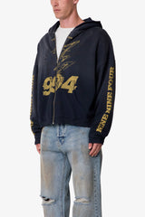 Quiet Zip Up Hoodie - Washed Black