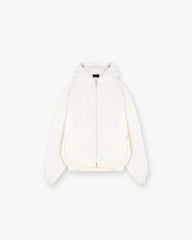 Waffle Zip Through Hoodie - Flat White