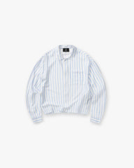Long Sleeve Sheer Stripe Boxy Shirt - Ice Blue