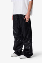 Leather Ultra Baggy Sweatpants - Black