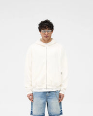 Waffle Zip Through Hoodie - Flat White