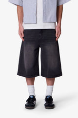 Ultra Baggy Denim Shorts - Black
