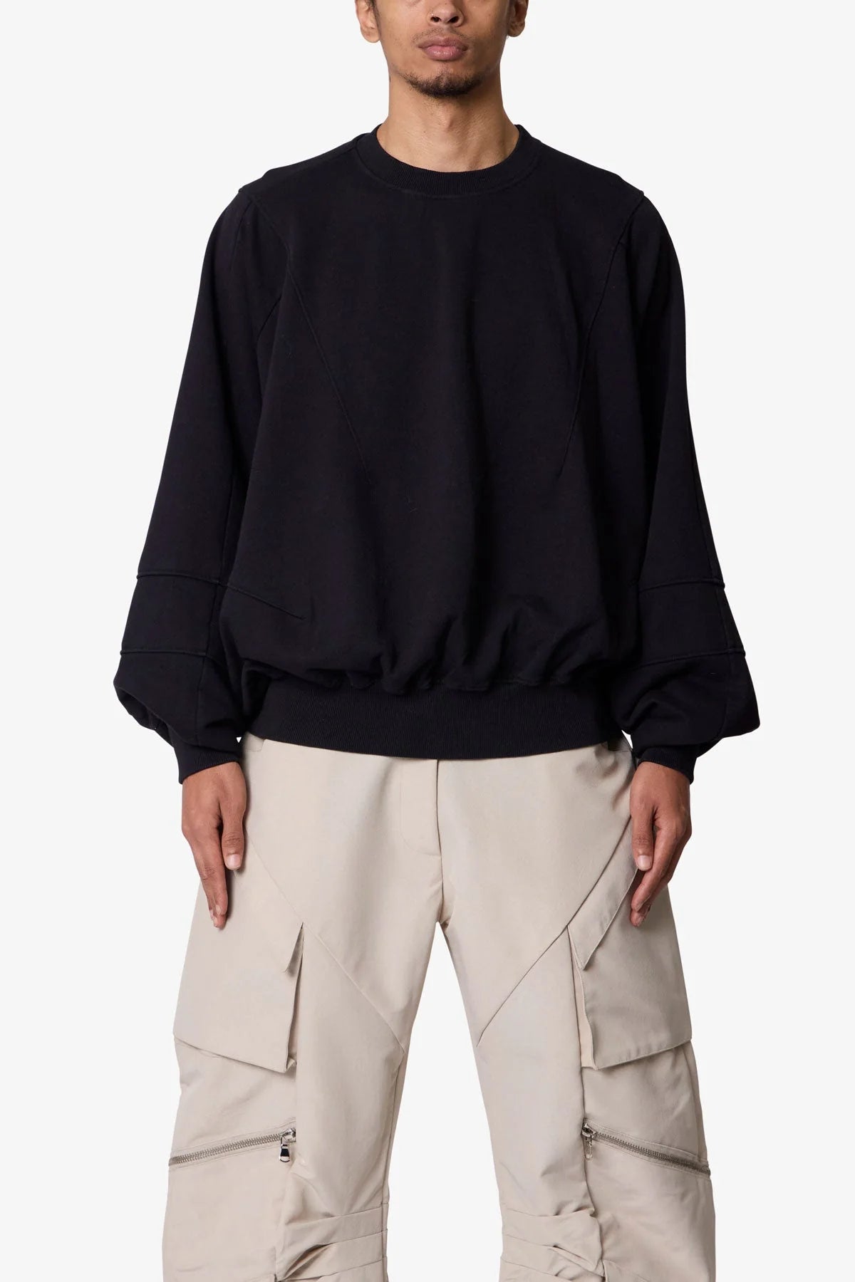 Paneled Crewneck - Black