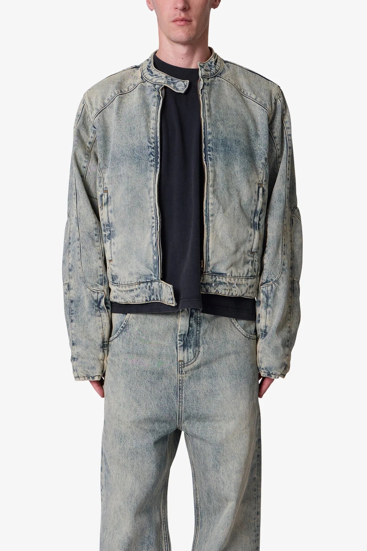 Moto Denim Jacket - Vintage Blue