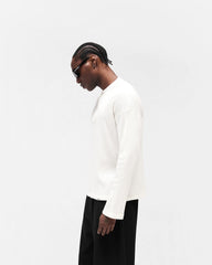 Initial Henley Waffle Long Sleeve T-Shirt - Flat White