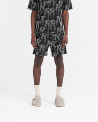 Embroidered Initial Tailored Short - Black