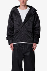 Reflective Piped Parka Jacket - Black