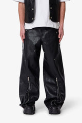 Leather Rave Zip Pants - Black