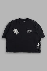Angelito Muerto Premium Raw Hem Box Cut Tee In Black