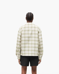 Sheer Long Sleeve Flannel Shirt - Green