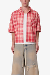 Crop Flannel S/S Shirt - Red