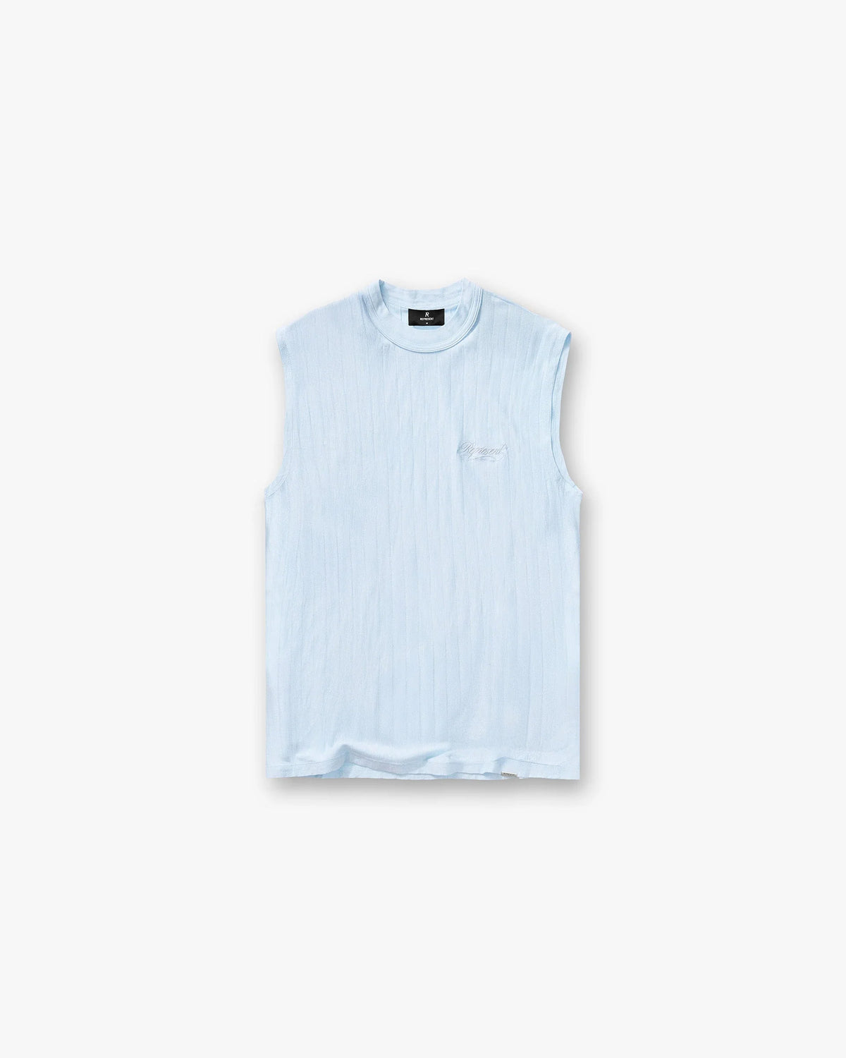 Slub Script Tank - Ice Blue