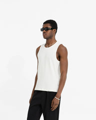 Initial Rib Vest - Flat White