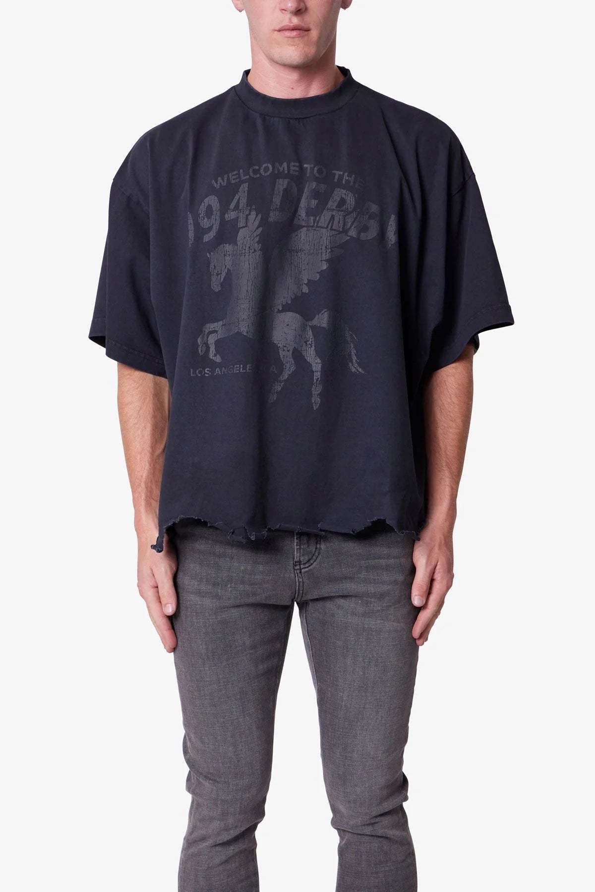 Moth Eaten Cropped Tee - Black