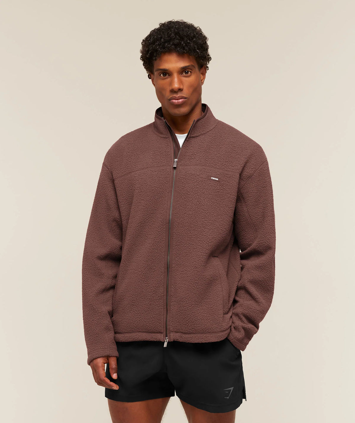 FLEECE ZIP THROUGH JACKET - Espresso Brown