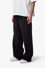 West Double Knee Sweatpants - Washed Black