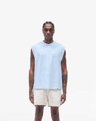 Slub Script Tank - Ice Blue