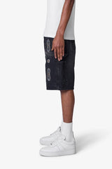 Western Jewel Denim Shorts - Washed Black