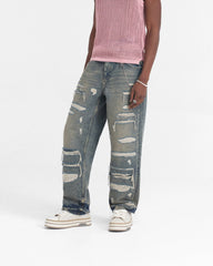 R3D Double Destroyer Baggy Denim - Blue Cream